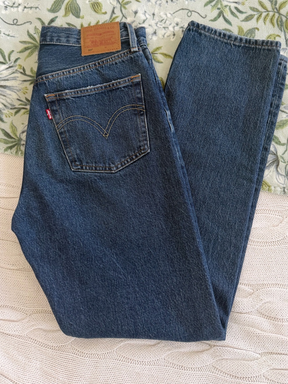 Levi's Premium 501 Straight Leg Jeans in Dark Blue Denim 26x30